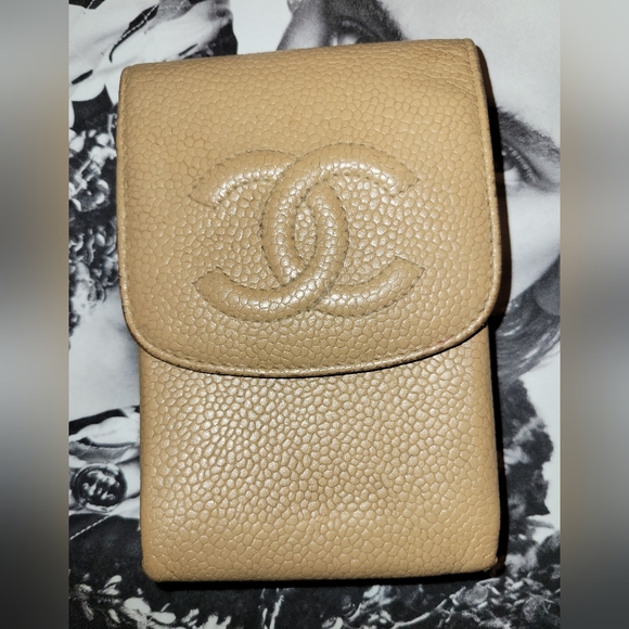 Chanel Cigarette Case Caviar Skin Beige CC - Picture 4 of 8